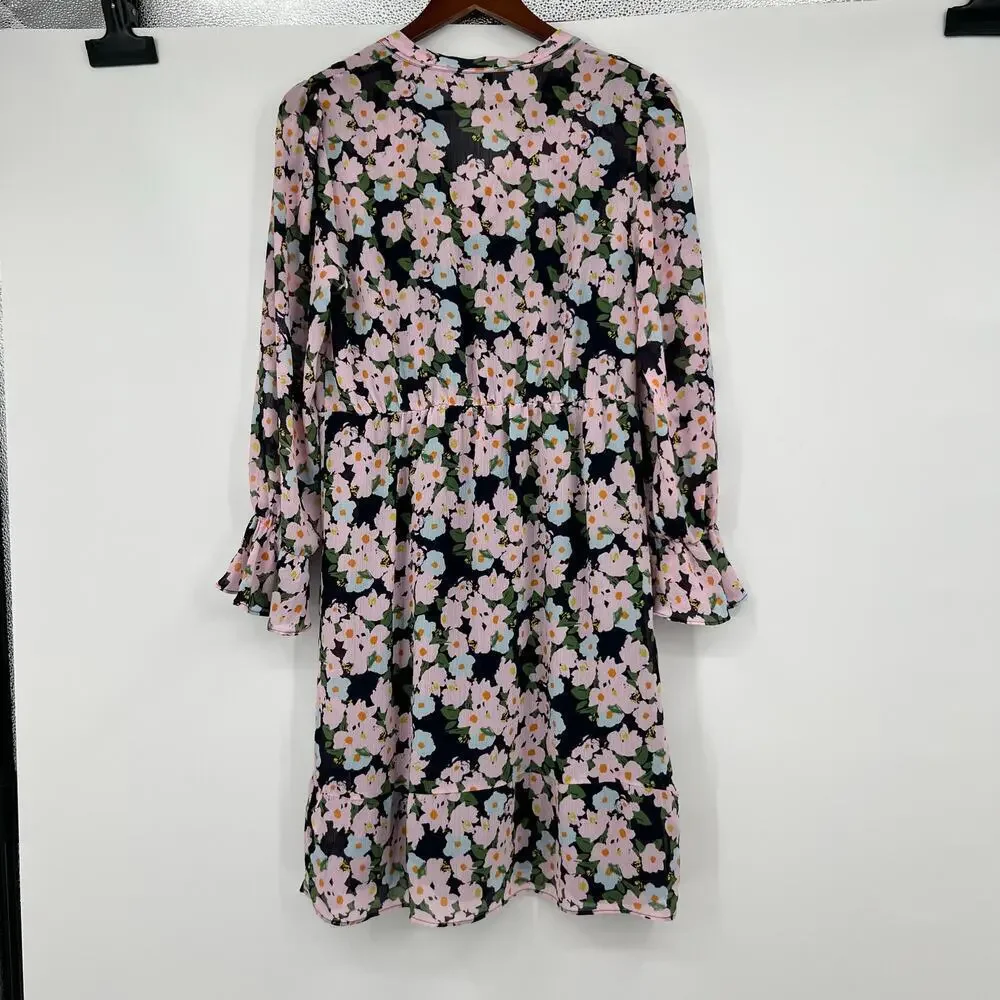 J Crew Mercantile Drapey Tie Front Dress In French Floral Chiffon size small
